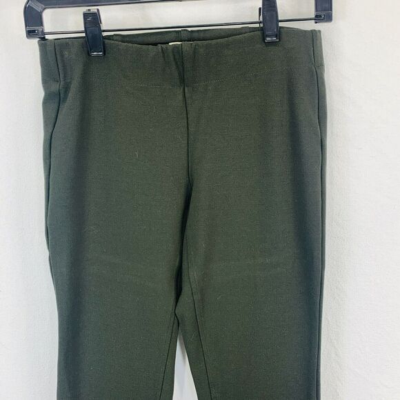 Ecru Springfield Pull On Slim Leg Pant Career Green Stretch Cropped Size XS - Picture 3 of 9